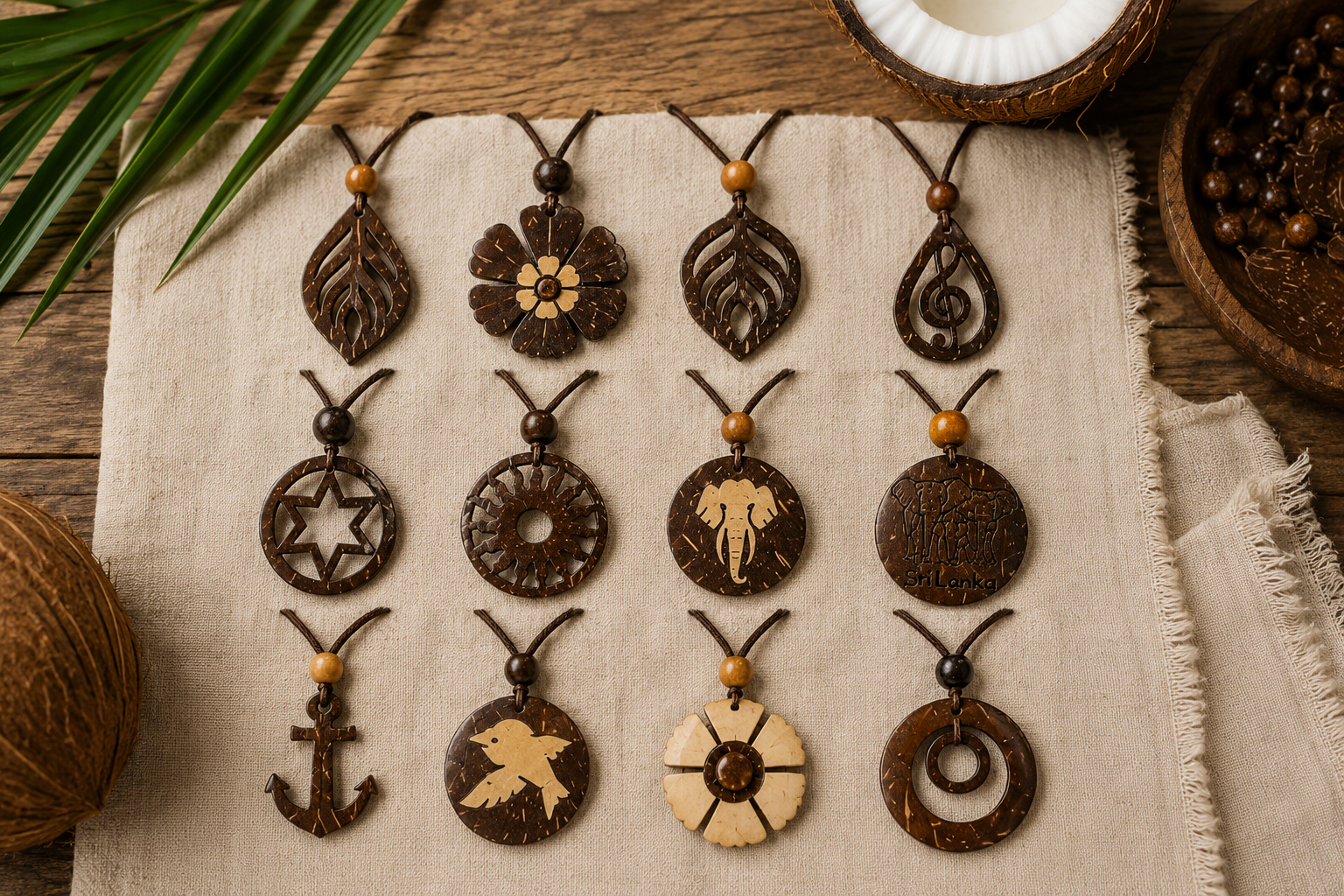Handmade coconut shell necklaces